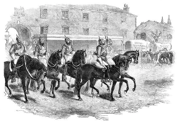 The annual change of the Household Brigade the Second Life Guards arriving at Albany... 1862. Creator: Unknown