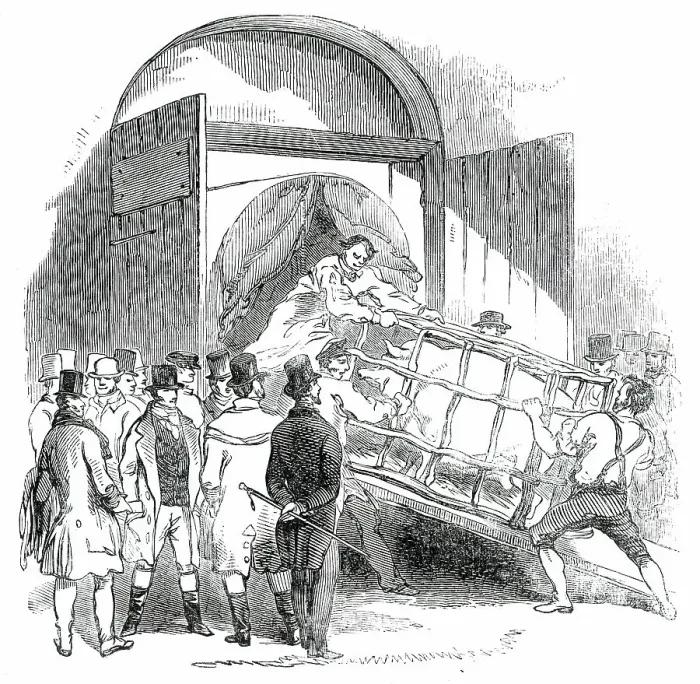 Framed Print : The Annual Exhibition of the Smithfield Club - Carting away a Pig, 1850. Creator: Unknown Framed Print : The Annual Exhibition of the Smithfield Club - Carting away a Pig, 1850. Creator: Unknown