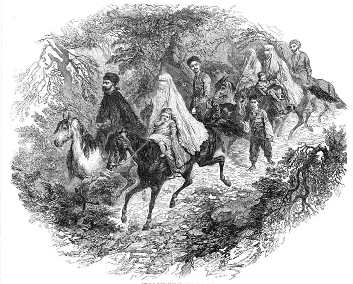 Framed Print : Annual migration of a Tartar family, 1844. Creator: Unknown Framed Print : Annual migration of a Tartar family, 1844. Creator: Unknown