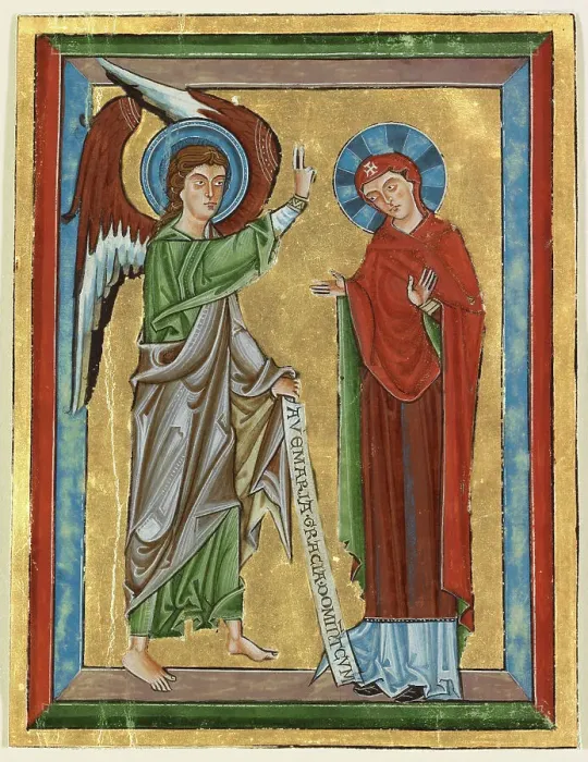 Framed Print : The Annunciation, about 1240. Creator: Unknown Framed Print : The Annunciation, about 1240. Creator: Unknown