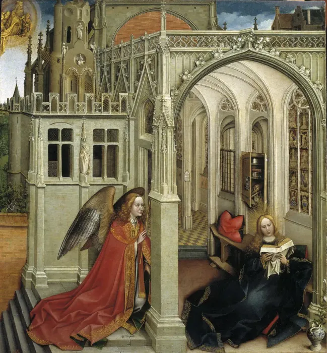 Framed Print : The Annunciation, 1418-1419. Artist: Campin, Robert (ca. 1375-1444) Framed Print : The Annunciation, 1418-1419. Artist: Campin, Robert (ca. 1375-1444)