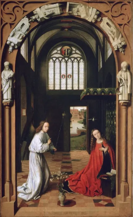 Framed Print : Annunciation, 1452. Artist: Petrus Christus Framed Print : Annunciation, 1452. Artist: Petrus Christus
