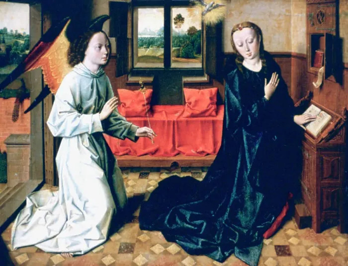 Framed Print : The Annunciation, 1465-1470. Artist: Dieric Bouts Framed Print : The Annunciation, 1465-1470. Artist: Dieric Bouts