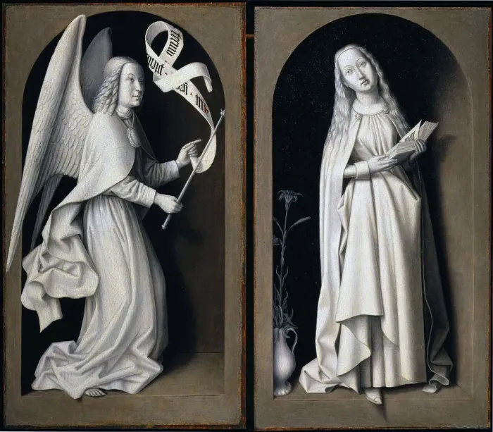 Framed Print : The Annunciation, 1489. Artist: Master of the Baroncelli Portraits (aktiv ca 1480-1490) Framed Print : The Annunciation, 1489. Artist: Master of the Baroncelli Portraits (aktiv ca 1480-1490)