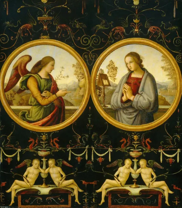 Framed Print : The Annunciation, 1510 / 1515. Creator: Giannicola di Paolo Framed Print : The Annunciation, 1510 / 1515. Creator: Giannicola di Paolo