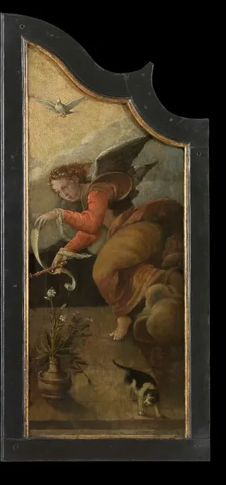Framed Print : The Annunciation, 1535. Creator: Aert Claesz Framed Print : The Annunciation, 1535. Creator: Aert Claesz