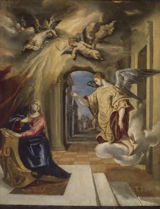 Framed Print : The Annunciation, 1570-1572. Artist: El Greco, Dominico (1541-1614) Framed Print : The Annunciation, 1570-1572. Artist: El Greco, Dominico (1541-1614)