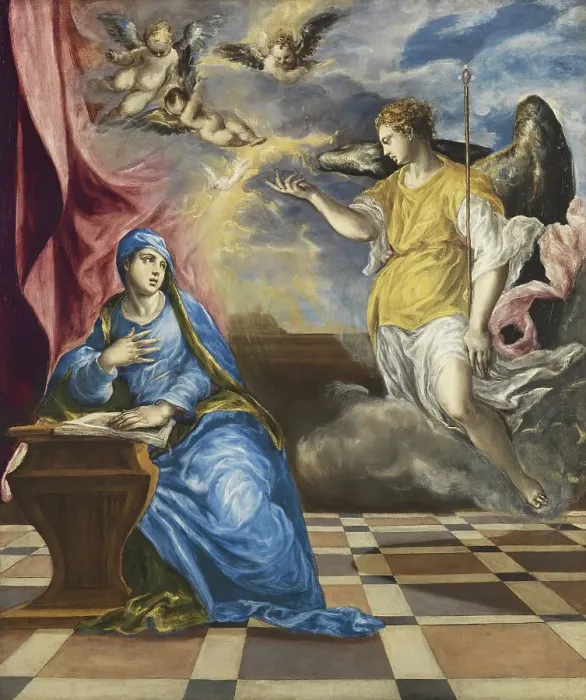 Framed Print : The Annunciation, 1576. Creator: El Greco Framed Print : The Annunciation, 1576. Creator: El Greco