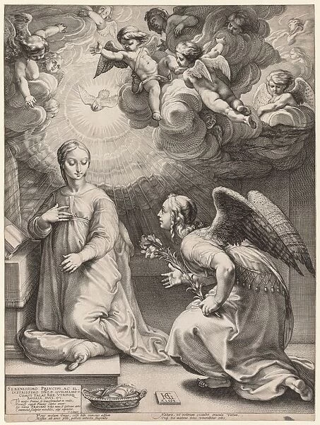 The Annunciation, 1594. Creator: Hendrick Goltzius (Dutch, 1558-1617)