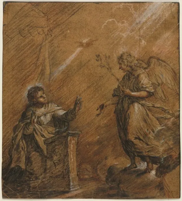Framed Print : The Annunciation, last third 1600s. Creator: Johann Jakob von Sandrart (German, 1655-1698) Framed Print : The Annunciation, last third 1600s. Creator: Johann Jakob von Sandrart (German, 1655-1698)