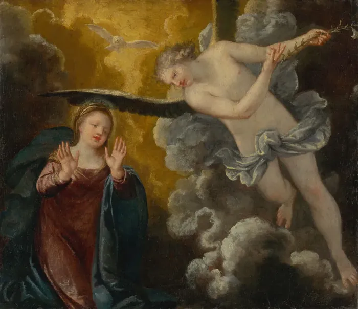 Framed Print : The Annunciation, 1640. Creator: Liberi; Pietro (1605-1687) Framed Print : The Annunciation, 1640. Creator: Liberi; Pietro (1605-1687)
