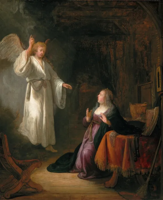 Framed Print : The Annunciation, between 1650 and 1655. Creator: School of Rembrandt Harmensz van Rijn Framed Print : The Annunciation, between 1650 and 1655. Creator: School of Rembrandt Harmensz van Rijn