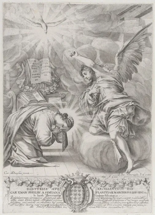 Framed Print : The Annunciation, 1652. Creator: Johann Jakob Thurneysen the Elder Framed Print : The Annunciation, 1652. Creator: Johann Jakob Thurneysen the Elder