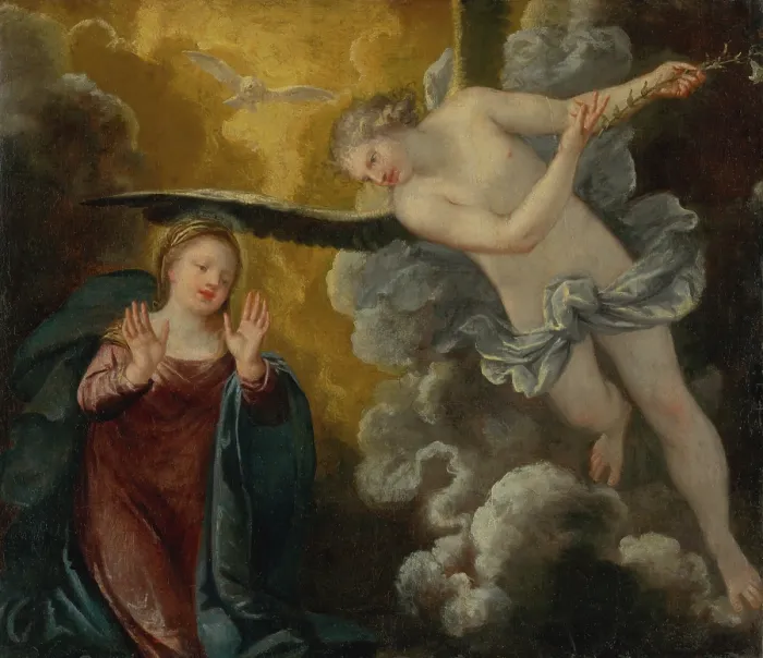 Framed Print : Annunciation, 1660-1680. Creator: Pietro Liberi Framed Print : Annunciation, 1660-1680. Creator: Pietro Liberi