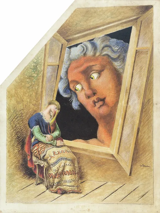 Framed Print : The Annunciation, 1932. Creator: Savinio, Alberto (1891-1952) Framed Print : The Annunciation, 1932. Creator: Savinio, Alberto (1891-1952)