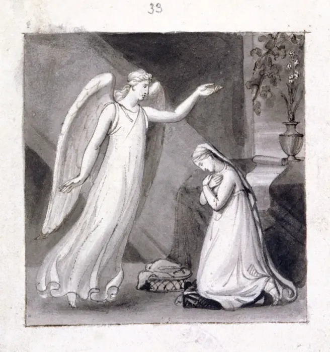 Framed Print : The Annunciation, 19th century. Artist: Corbould Family Framed Print : The Annunciation, 19th century. Artist: Corbould Family