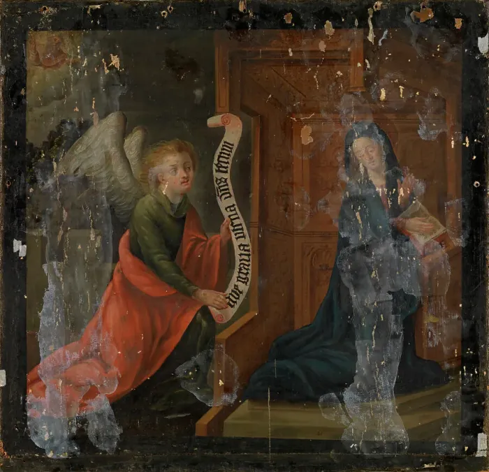 Framed Print : The Annunciation, 4th quarter 14th century. Creator: Anon Framed Print : The Annunciation, 4th quarter 14th century. Creator: Anon