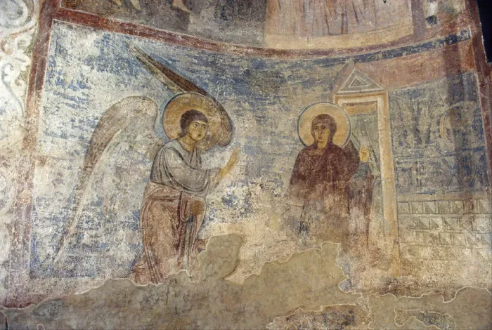 Framed Print : The Annunciation. Artist: Ancient Russian frescos Framed Print : The Annunciation. Artist: Ancient Russian frescos