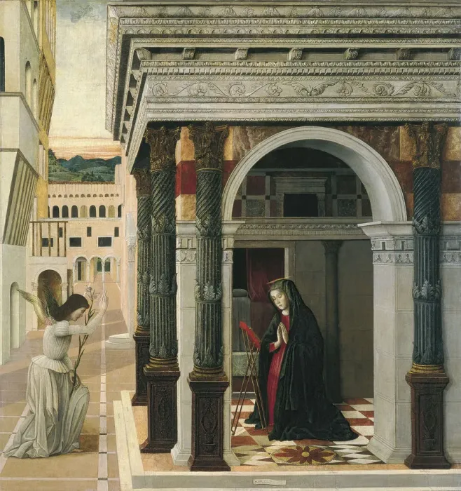 Framed Print : The Annunciation. Artist: Bellini, Gentile (ca. 1429-1507) Framed Print : The Annunciation. Artist: Bellini, Gentile (ca. 1429-1507)
