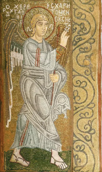 Framed Print : The Annunciation. Artist: Byzantine Master Framed Print : The Annunciation. Artist: Byzantine Master