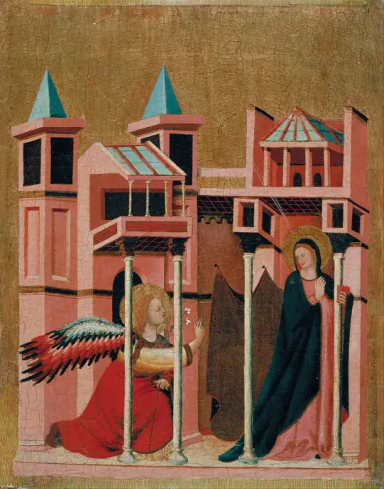 Framed Print : The Annunciation. Artist: Master of the Cini Madonna (active ca 1330) Framed Print : The Annunciation. Artist: Master of the Cini Madonna (active ca 1330)