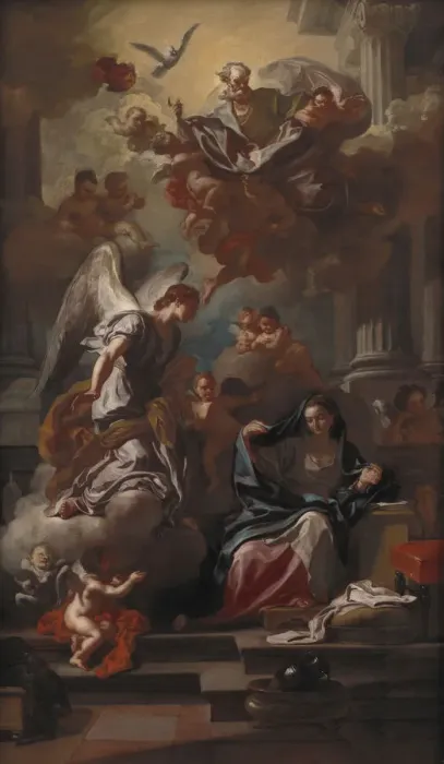 Framed Print : The Annunciation. Artist: Solimena, Francesco (1657-1747) Framed Print : The Annunciation. Artist: Solimena, Francesco (1657-1747)