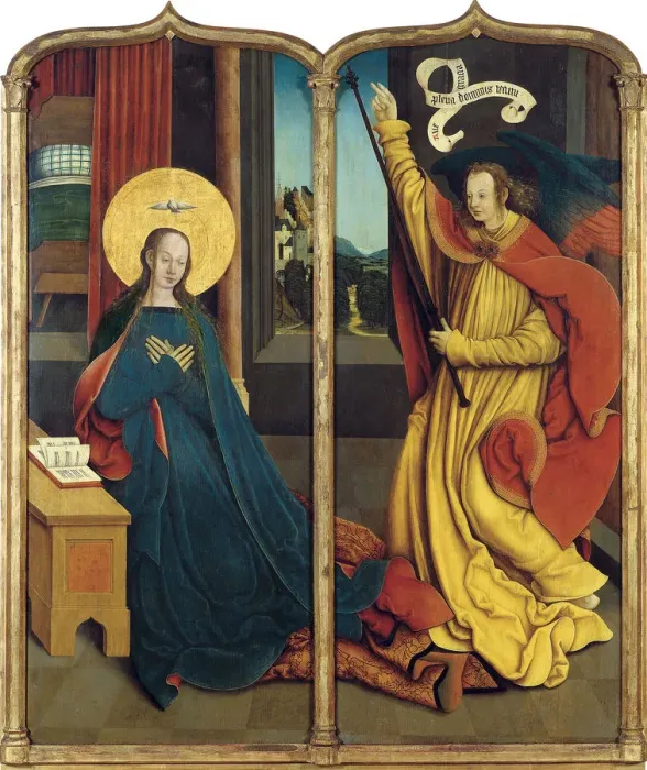 Framed Print : The Annunciation. Artist: Strigel, Bernhard (ca 1460-1528) Framed Print : The Annunciation. Artist: Strigel, Bernhard (ca 1460-1528)