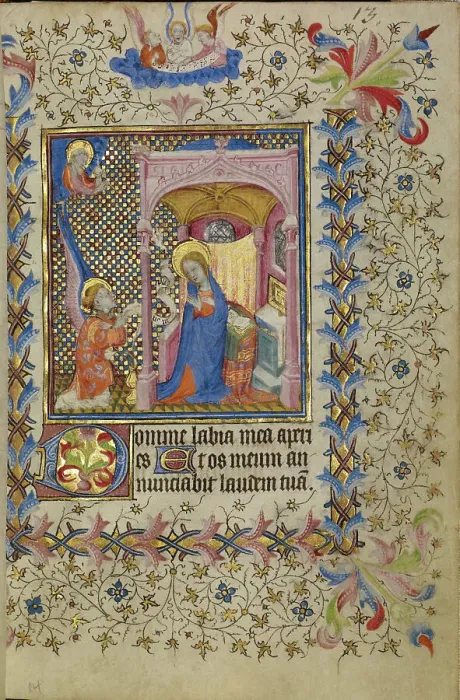 Framed Print : The Annunciation; Book of Hours, about 1400-1410. Creator: Unknown Framed Print : The Annunciation; Book of Hours, about 1400-1410. Creator: Unknown