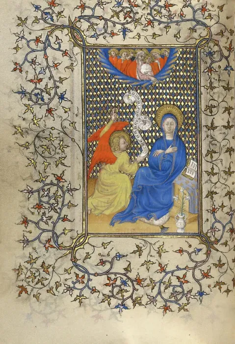 Framed Print : The Annunciation; Book of Hours, about 1410. Creator: Unknown Framed Print : The Annunciation; Book of Hours, about 1410. Creator: Unknown