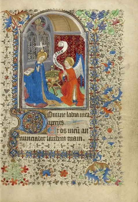 Framed Print : The Annunciation; Book of Hours, about 1420-1430. Creator: Master of the Harvard Hannibal Framed Print : The Annunciation; Book of Hours, about 1420-1430. Creator: Master of the Harvard Hannibal