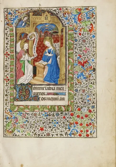 Framed Print : The Annunciation; Book of Hours, about 1440-1450. Creator: Workshop of the Bedford Master Framed Print : The Annunciation; Book of Hours, about 1440-1450. Creator: Workshop of the Bedford Master