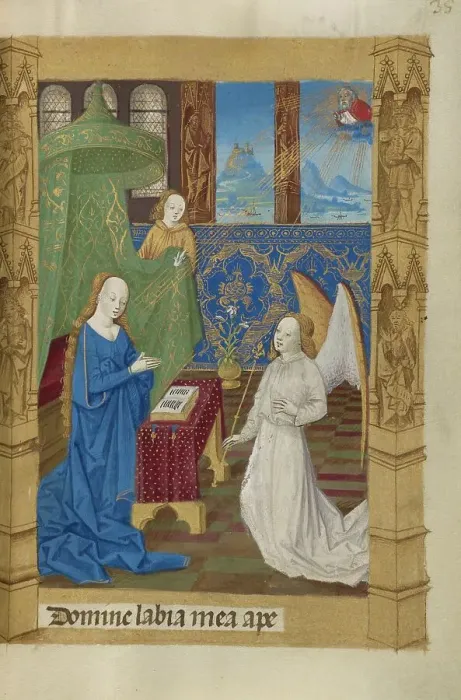 Framed Print : The Annunciation; Book of Hours, 1478. Creator: Master of Guillaume Lambert Framed Print : The Annunciation; Book of Hours, 1478. Creator: Master of Guillaume Lambert
