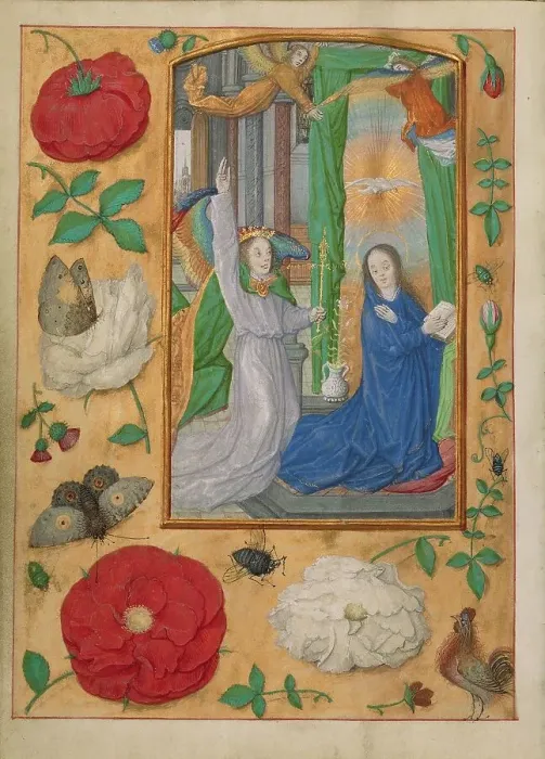 Framed Print : The Annunciation; Book of Hours, about 1500. Creator: Workshop of Gerard Horenbout Framed Print : The Annunciation; Book of Hours, about 1500. Creator: Workshop of Gerard Horenbout