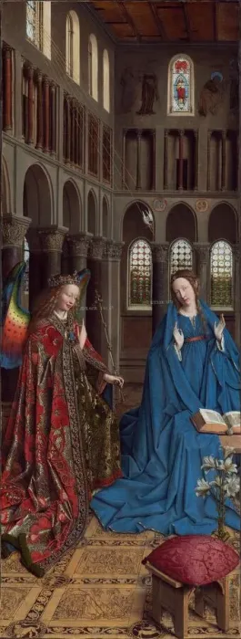 Framed Print : The Annunciation, c. 1434 / 1436. Creator: Jan van Eyck Framed Print : The Annunciation, c. 1434 / 1436. Creator: Jan van Eyck