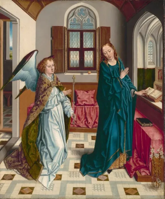 Framed Print : The Annunciation, c. 1480. Creator: Albert Bouts (Netherlandish, 1451-55-1549) Framed Print : The Annunciation, c. 1480. Creator: Albert Bouts (Netherlandish, 1451-55-1549)