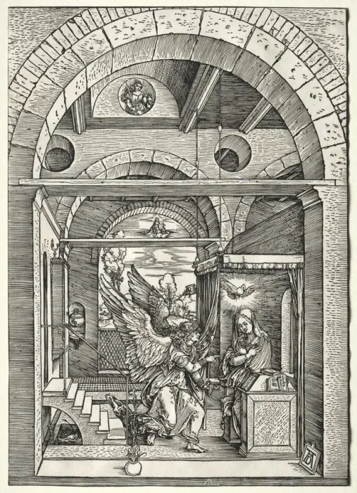 Framed Print : The Annunciation, c. 1503-1505. Creator: Albrecht Dürer (German, 1471-1528) Framed Print : The Annunciation, c. 1503-1505. Creator: Albrecht Dürer (German, 1471-1528)