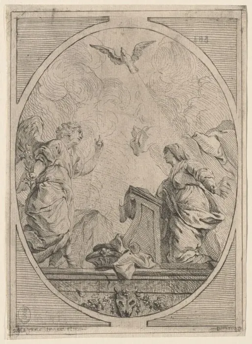 Framed Print : The Annunciation, c. 1730. Creator: Unknown Framed Print : The Annunciation, c. 1730. Creator: Unknown