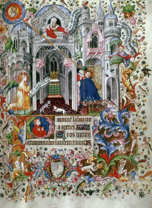 Framed Print : The Annunciation, c1407. Creator: Master of the Brussels Initials Framed Print : The Annunciation, c1407. Creator: Master of the Brussels Initials
