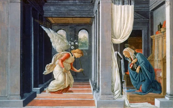 Framed Print : The Annunciation, c1485. Artist: Sandro Botticelli Framed Print : The Annunciation, c1485. Artist: Sandro Botticelli