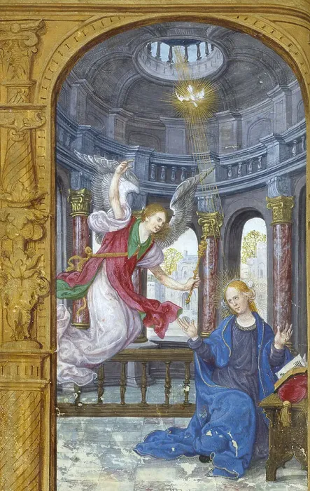 Framed Print : The Annunciation, c1524. Creator: Master Jean de Mauléon Framed Print : The Annunciation, c1524. Creator: Master Jean de Mauléon
