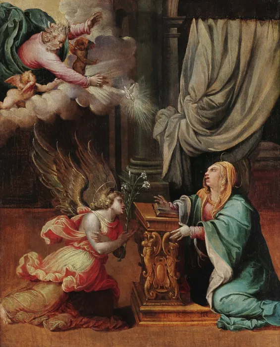 Framed Print : The Annunciation, c1545. Creator: Rubiales, Pedro de (c. 1511-c. 1560) Framed Print : The Annunciation, c1545. Creator: Rubiales, Pedro de (c. 1511-c. 1560)