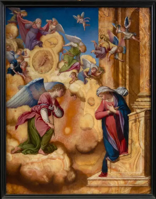 Framed Print : The Annunciation, ca. 1600. Creator: Gentileschi, Orazio (1563-1638) Framed Print : The Annunciation, ca. 1600. Creator: Gentileschi, Orazio (1563-1638)