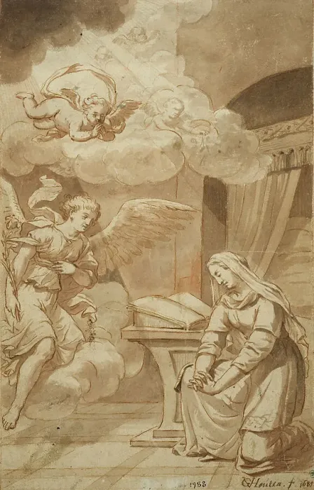 Framed Print : The Annunciation. Creator: Gerard van Houten Framed Print : The Annunciation. Creator: Gerard van Houten