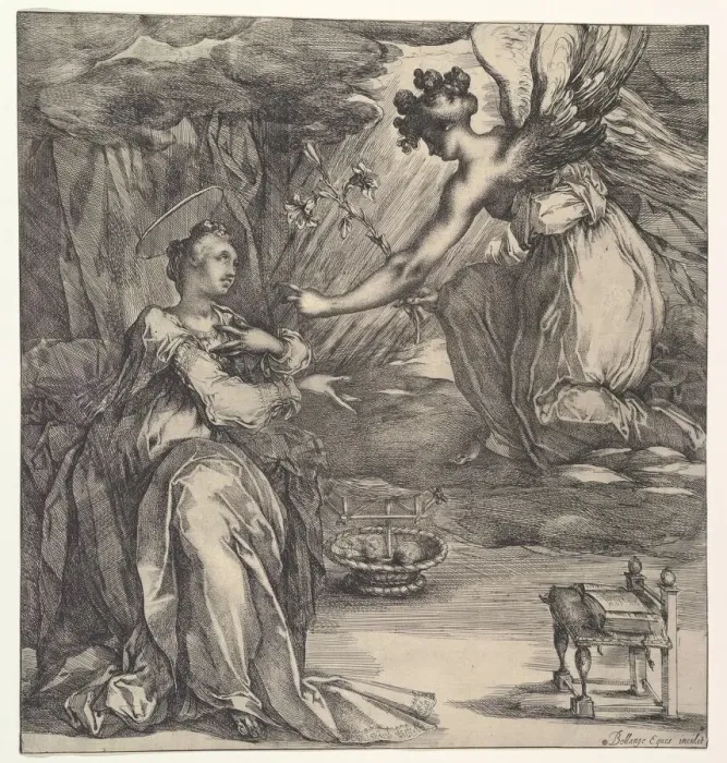 Framed Print : The Annunciation. Creator: Jacques Bellange Framed Print : The Annunciation. Creator: Jacques Bellange