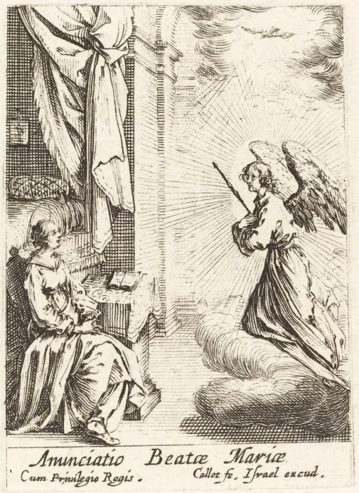 Framed Print : The Annunciation. Creator: Jacques Callot Framed Print : The Annunciation. Creator: Jacques Callot