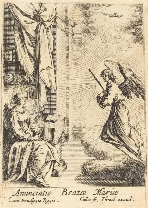 Framed Print : The Annunciation. Creator: Jacques Callot Framed Print : The Annunciation. Creator: Jacques Callot