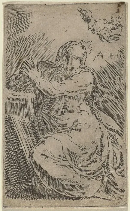 Framed Print : The Annunciation. Creator: Parmigianino