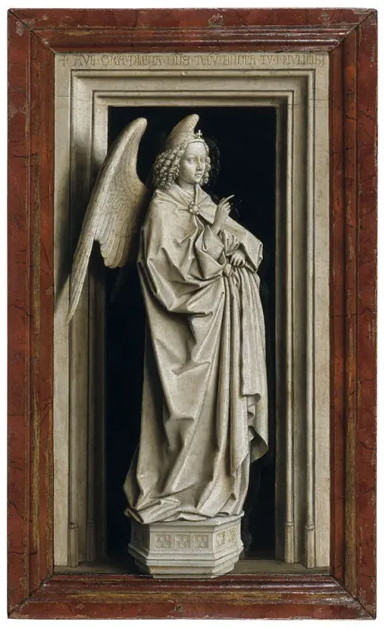 Framed Print : The Annunciation (Diptych, left panel), 1434-1435. Artist: Eyck, Jan van (1390-1441) Framed Print : The Annunciation (Diptych, left panel), 1434-1435. Artist: Eyck, Jan van (1390-1441)