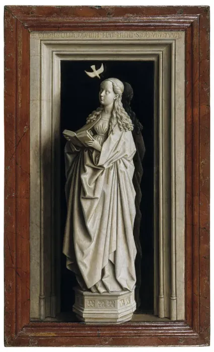 Framed Print : The Annunciation (Diptych, right panel), 1434-1435. Artist: Eyck, Jan van (1390-1441) Framed Print : The Annunciation (Diptych, right panel), 1434-1435. Artist: Eyck, Jan van (1390-1441)