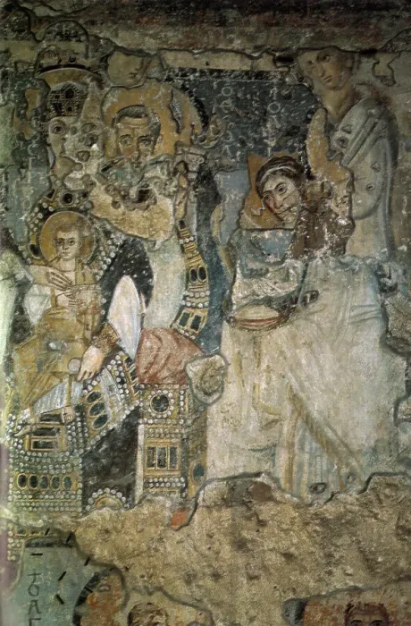 Framed Print : The Annunciation (Fresco in Santa Maria Antiqua), 565-578. Artist: Byzantine Master Framed Print : The Annunciation (Fresco in Santa Maria Antiqua), 565-578. Artist: Byzantine Master